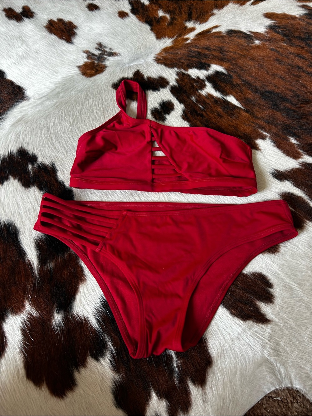 Adore Me Red Strappy Bikini Set